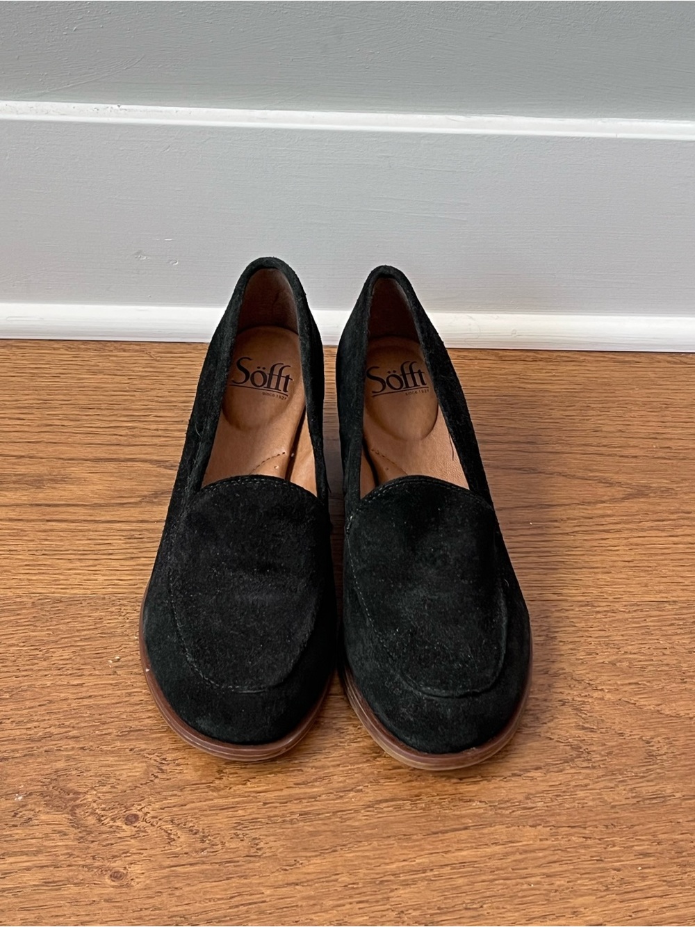 Sofft Cassia Suede Leather Cushion Slip-On Loafer Pump Heels Women’s 6.5M Black